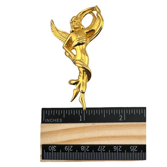 Vintage Lady Remington Figural Gold Tone Angel Brooch - Signed LR Rare - Picture 8 of 8